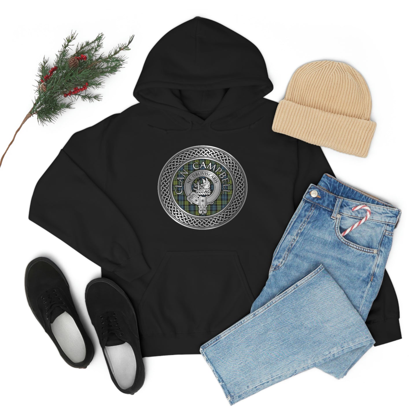 Clan Campbell Crest & Tartan Unisex Heavy Blend™ Hooded Sweatshirt