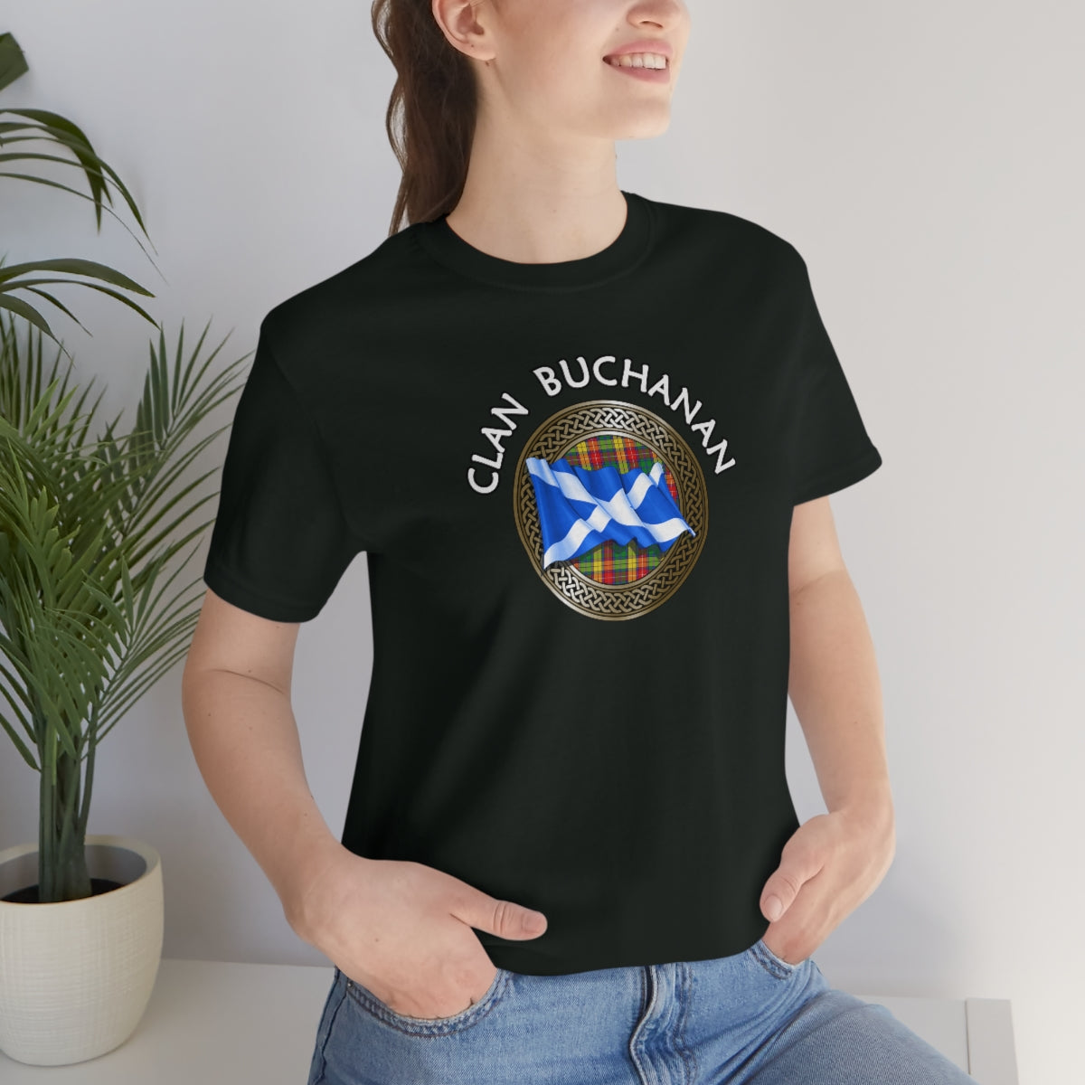 Clan Buchanan Tartan Knot & Flag T-Shirt