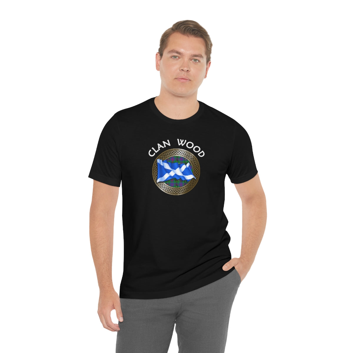 Clan Wood Tartan Knot & Flag T-Shirt