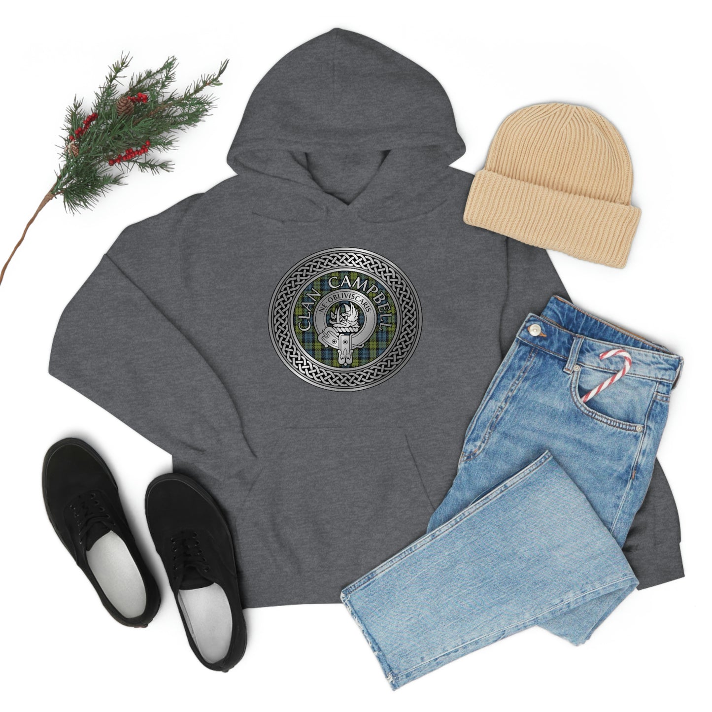 Clan Campbell Crest & Tartan Unisex Heavy Blend™ Hooded Sweatshirt