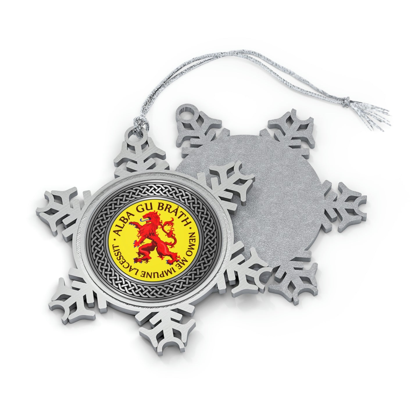 Alba Gu Brath Lion Rampant Knot Pewter Snowflake Ornament