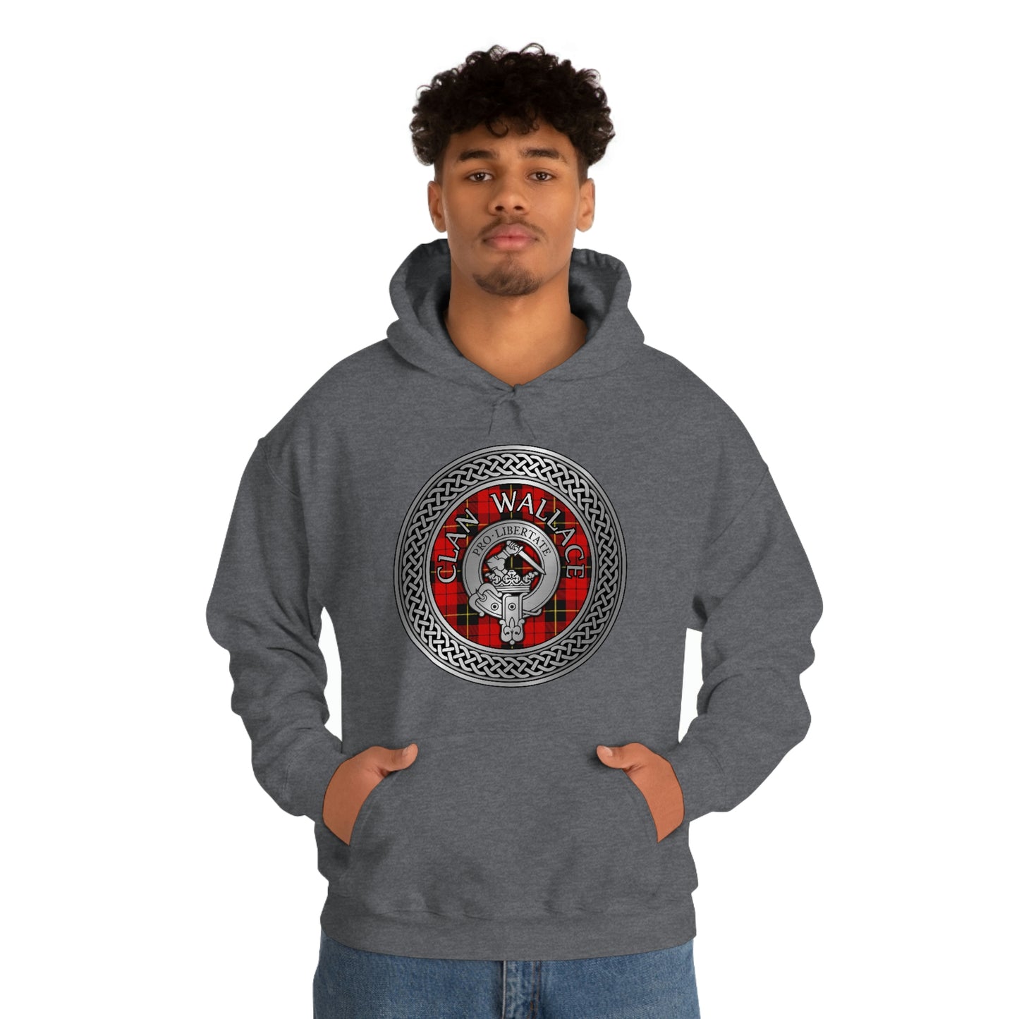 Clan Wallace Crest & Tartan Unisex Heavy Blend™ Hooded Sweatshirt