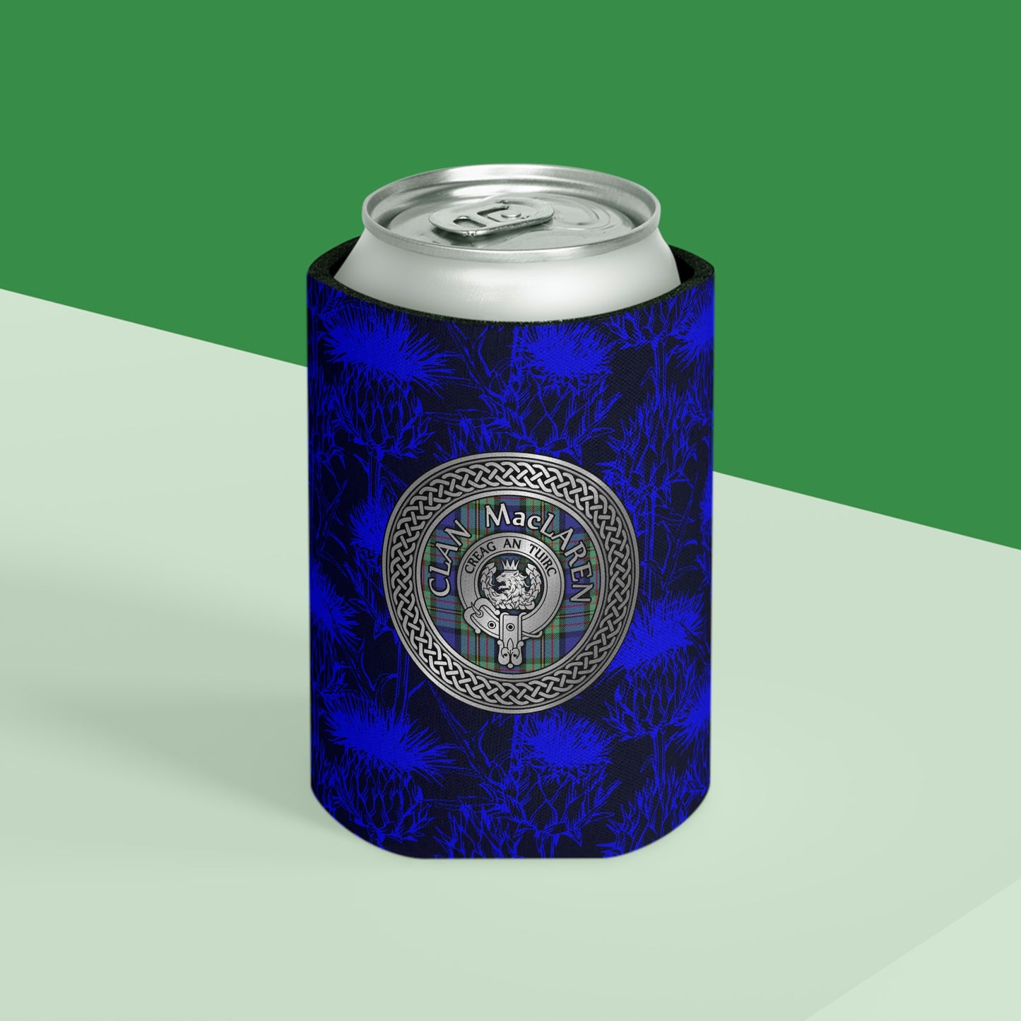 Clan MacLaren Crest & Tartan Celtic Knot Can Cooler