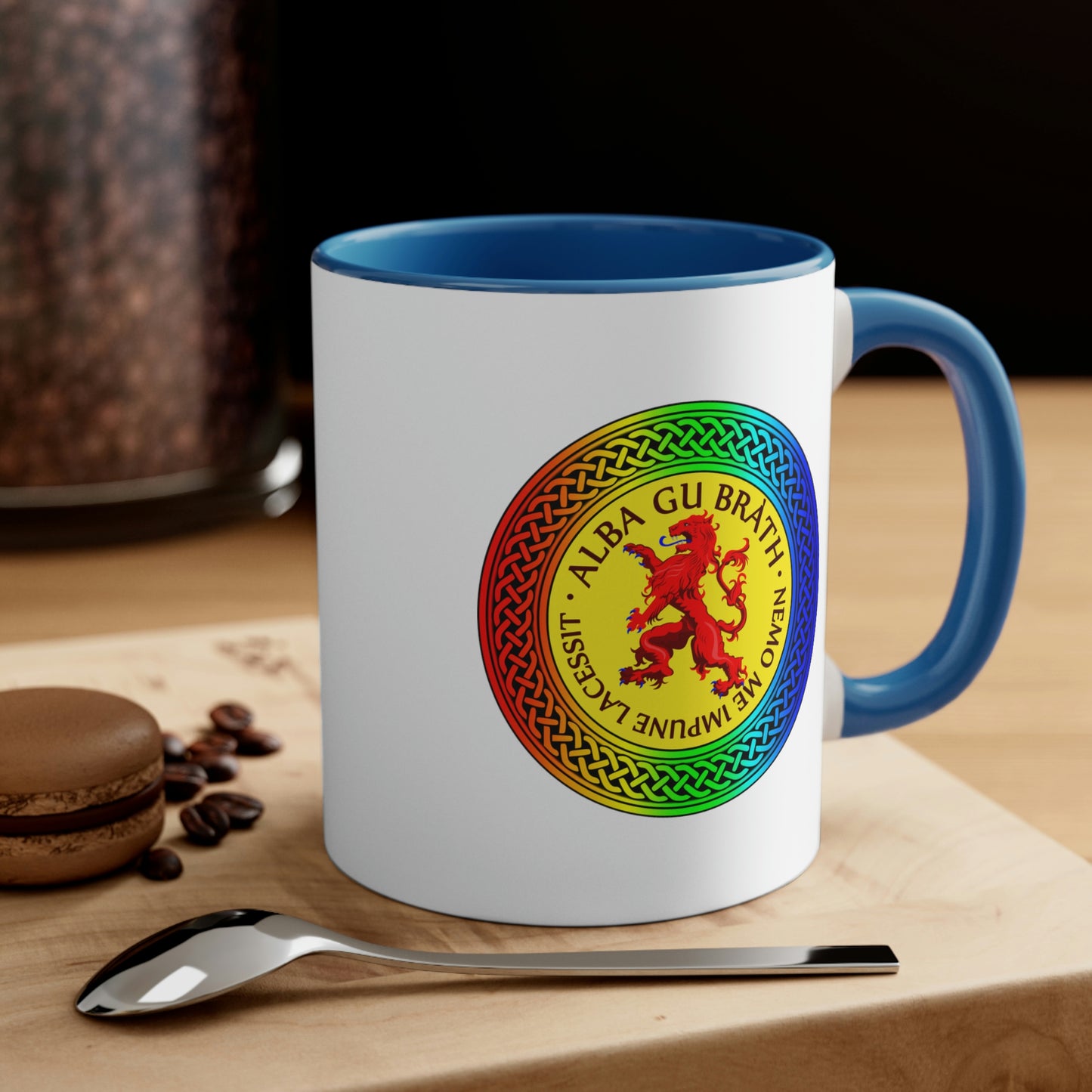 Alba Gu Brath Lion Rampant Rainbow Knot Accent Coffee Mug, 11oz