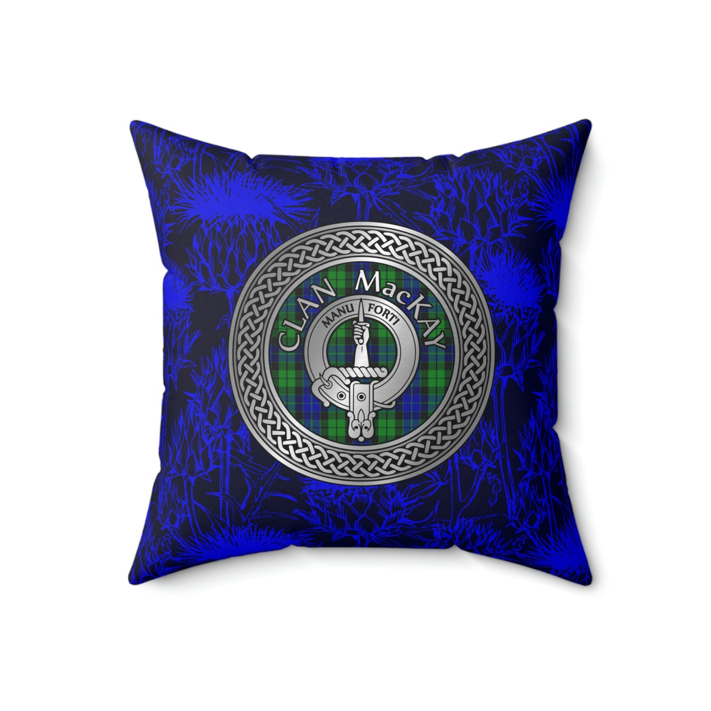 Clan MacKay Crest & Tartan Knot Spun Polyester Square Pillow