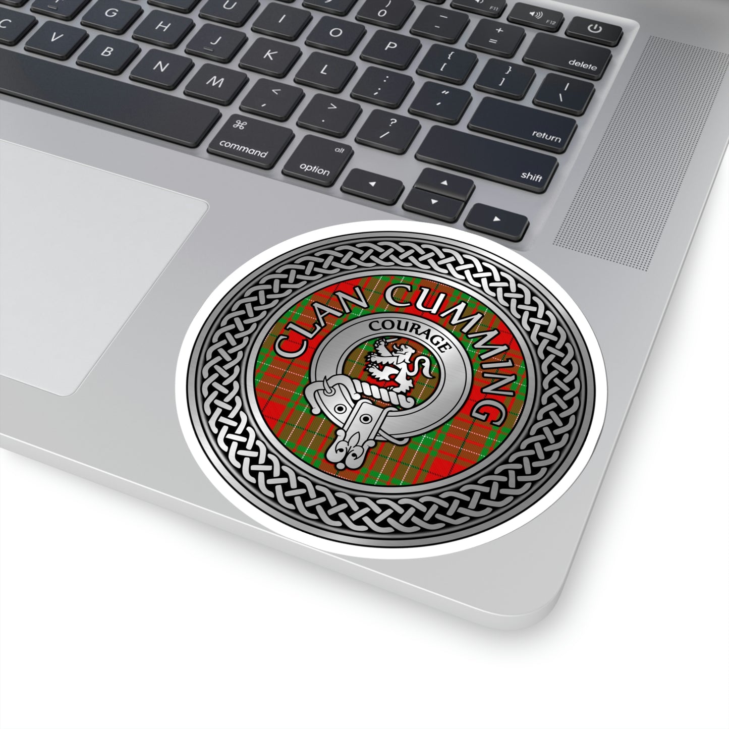 Clan Cumming Crest & Tartan Knot Kiss-Cut Stickers