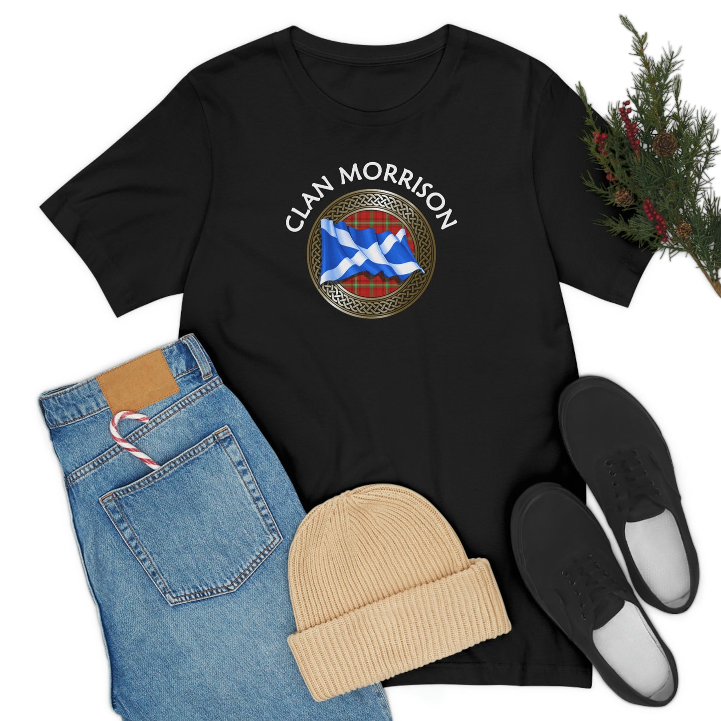 Clan Morrison Tartan Knot & Flag T-Shirt