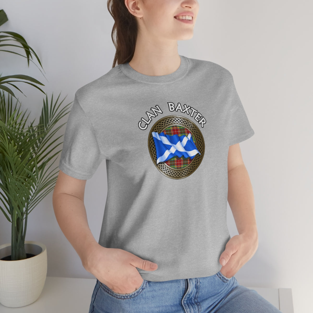 Clan Baxter Tartan Knot & Flag T-Shirt