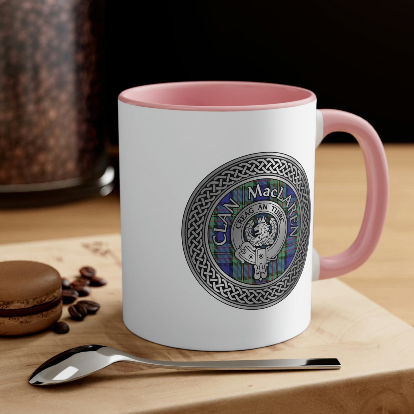 Clan MacLaren Crest & Tartan Accent Coffee Mug, 11oz