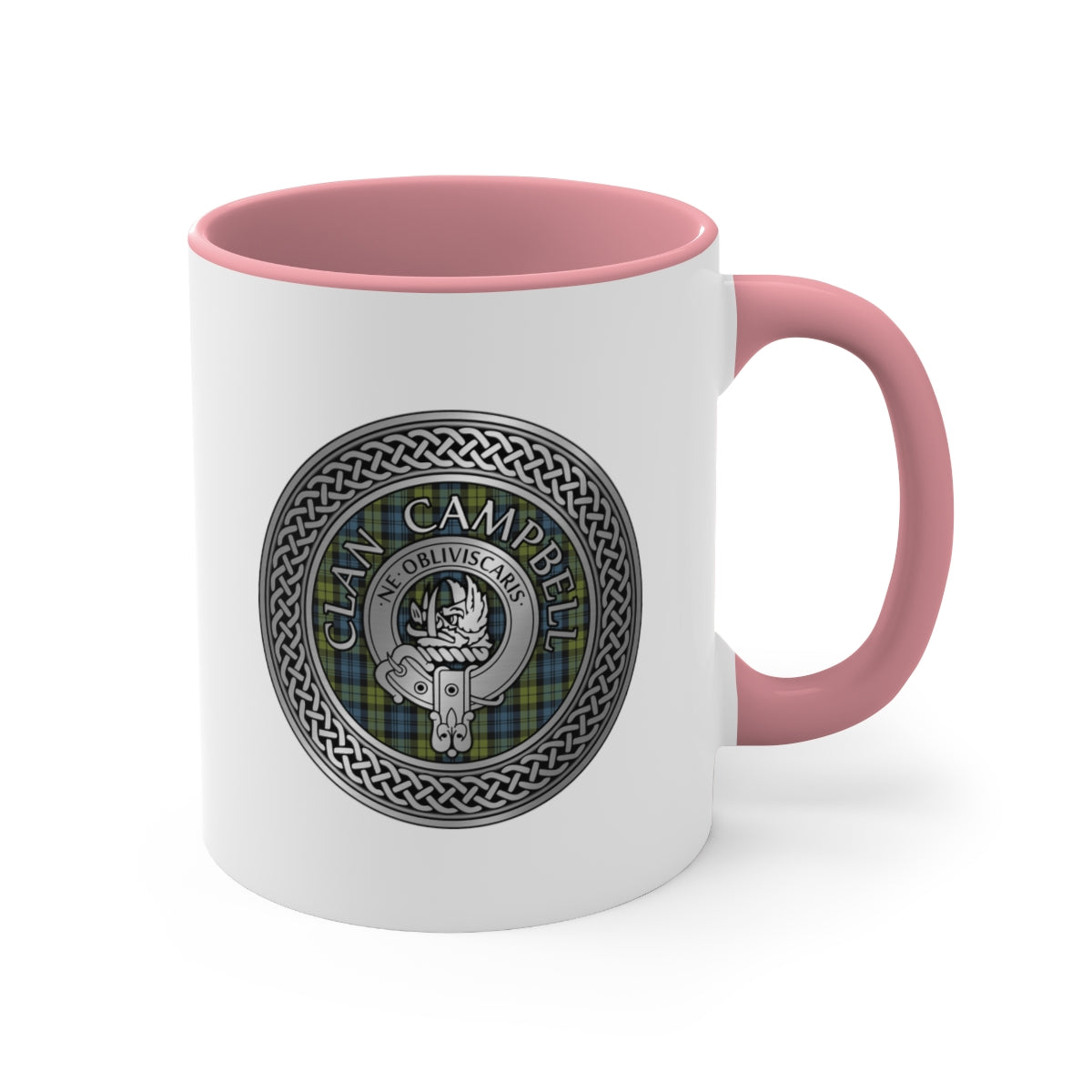 Clan Campbell Crest & Tartan Accent Coffee Mug, 11oz