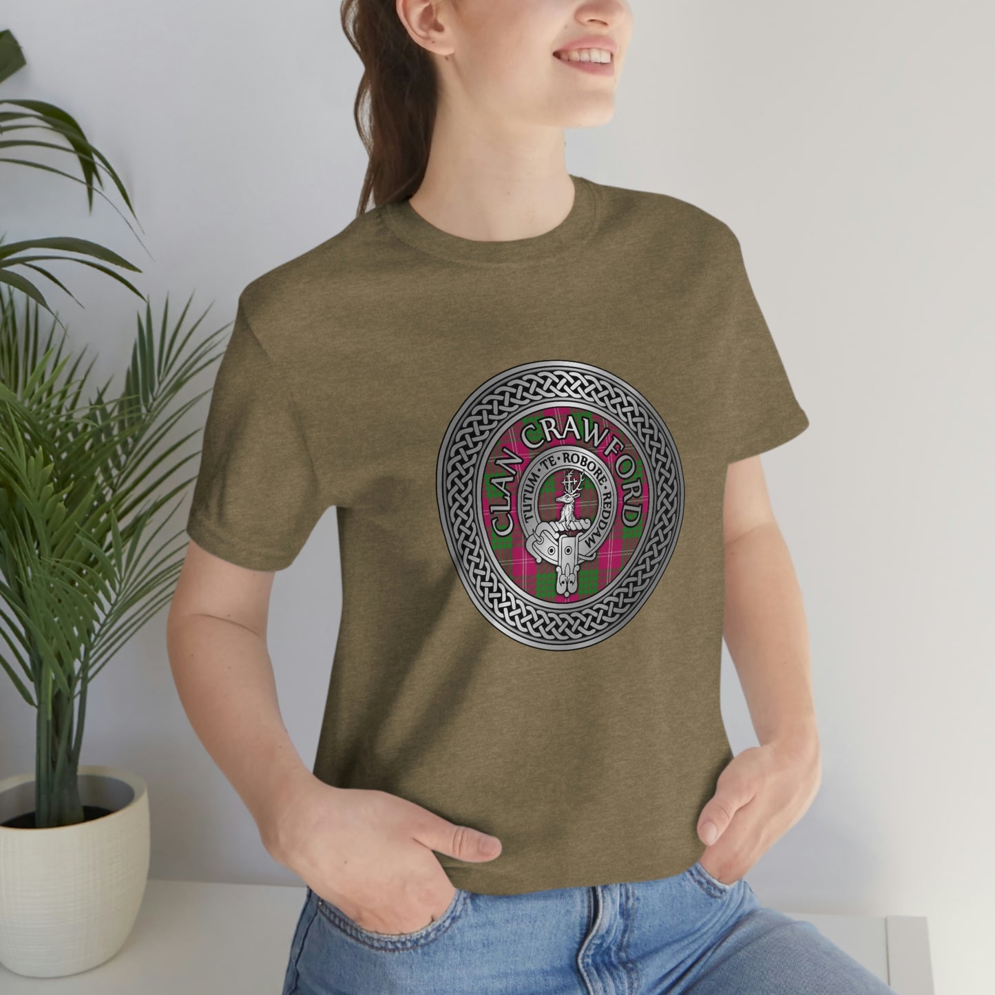 Clan Crawford Crest & Tartan Knot T-Shirt