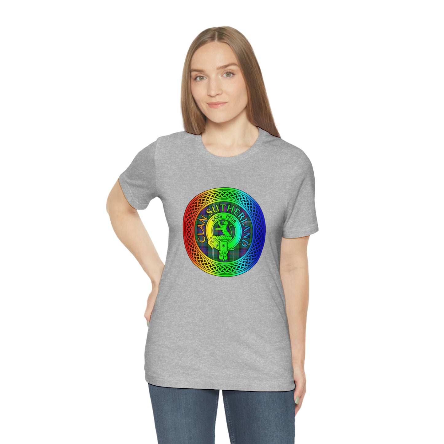 Clan Sutherland Rainbow Crest & Tartan Knot T-Shirt