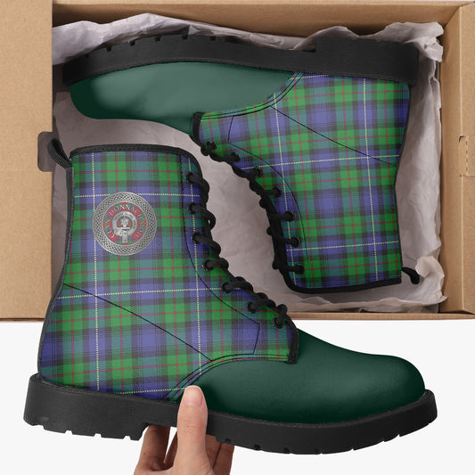 Clan Donnachaidh Crest & Hunting Tartan Leather Boot