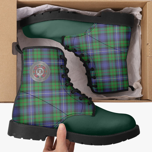 Clan Donnachaidh (Robertson) Crest & Hunting Tartan Leather Boots