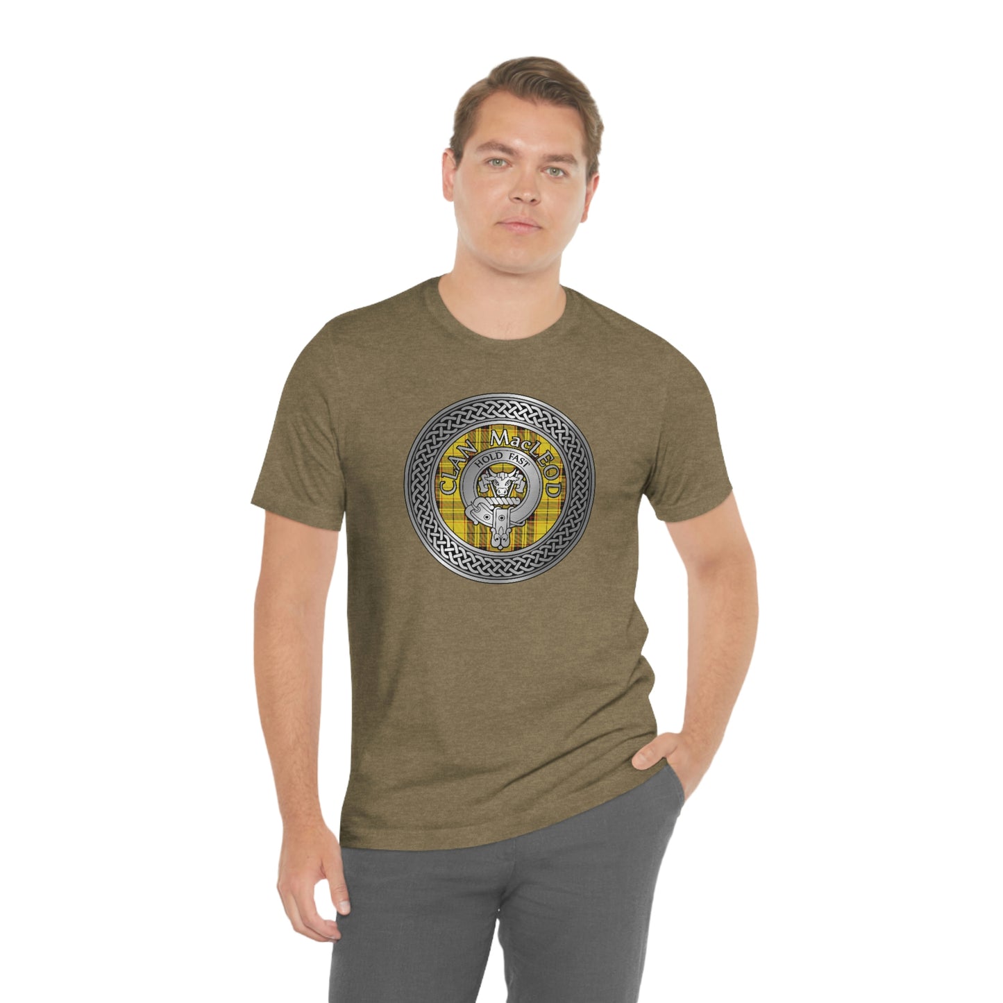 Clan MacLeod Tartan & Crest in Celtic Knot T-Shirt