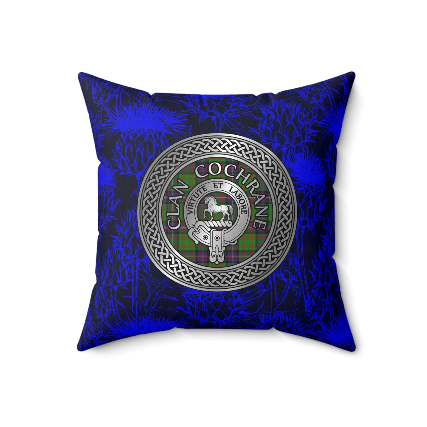 Clan MacPherson Crest & Tartan Knot Spun Polyester Square Pillow