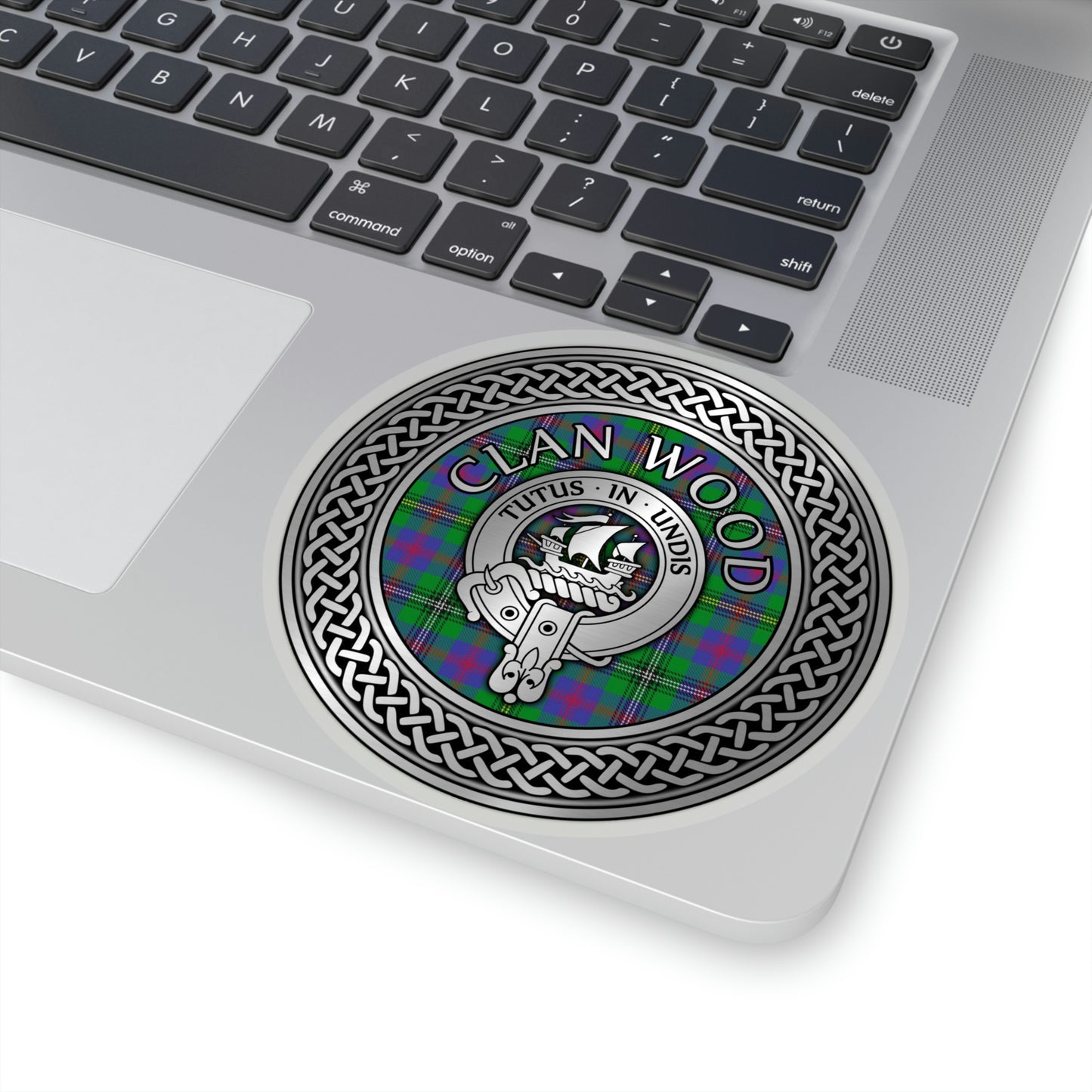 Clan Wood Crest & Tartan Kiss-Cut Stickers