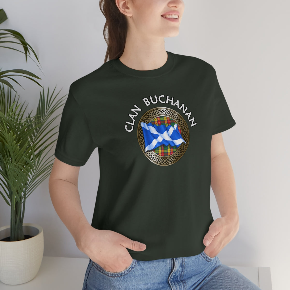 Clan Buchanan Tartan Knot & Flag T-Shirt