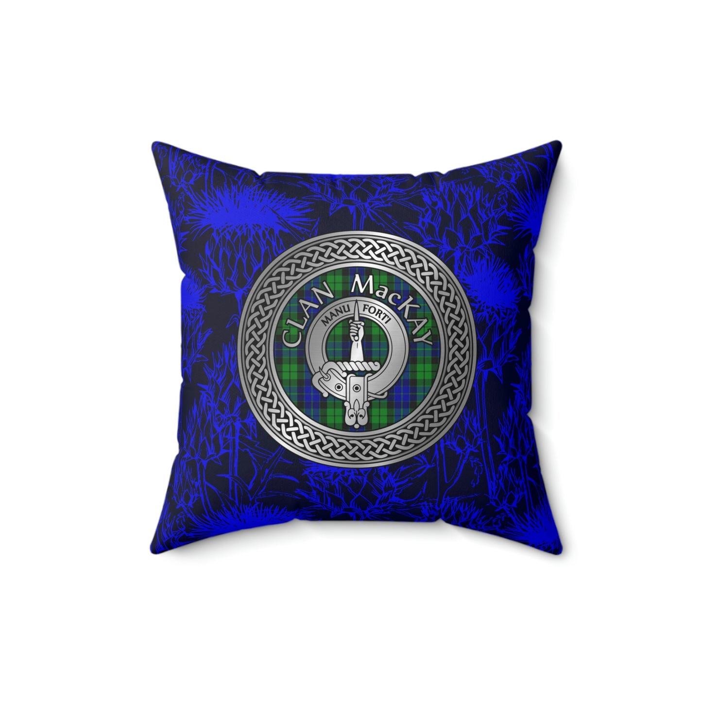 Clan MacKay Crest & Tartan Knot Spun Polyester Square Pillow