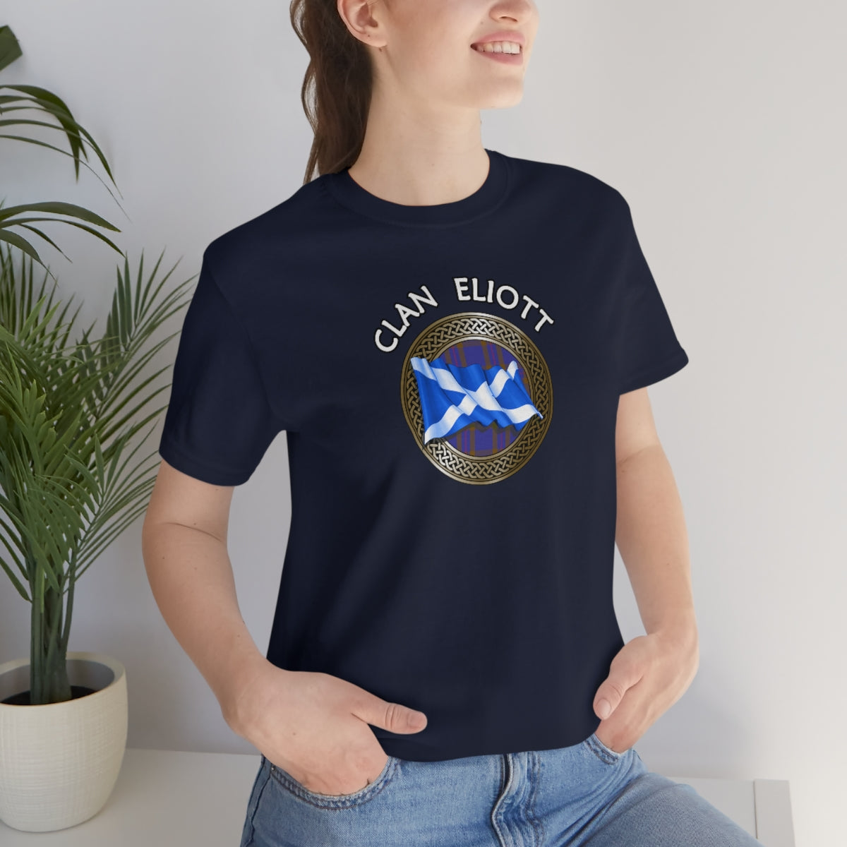 Clan Eliott Tartan Knot & Flag T-Shirt