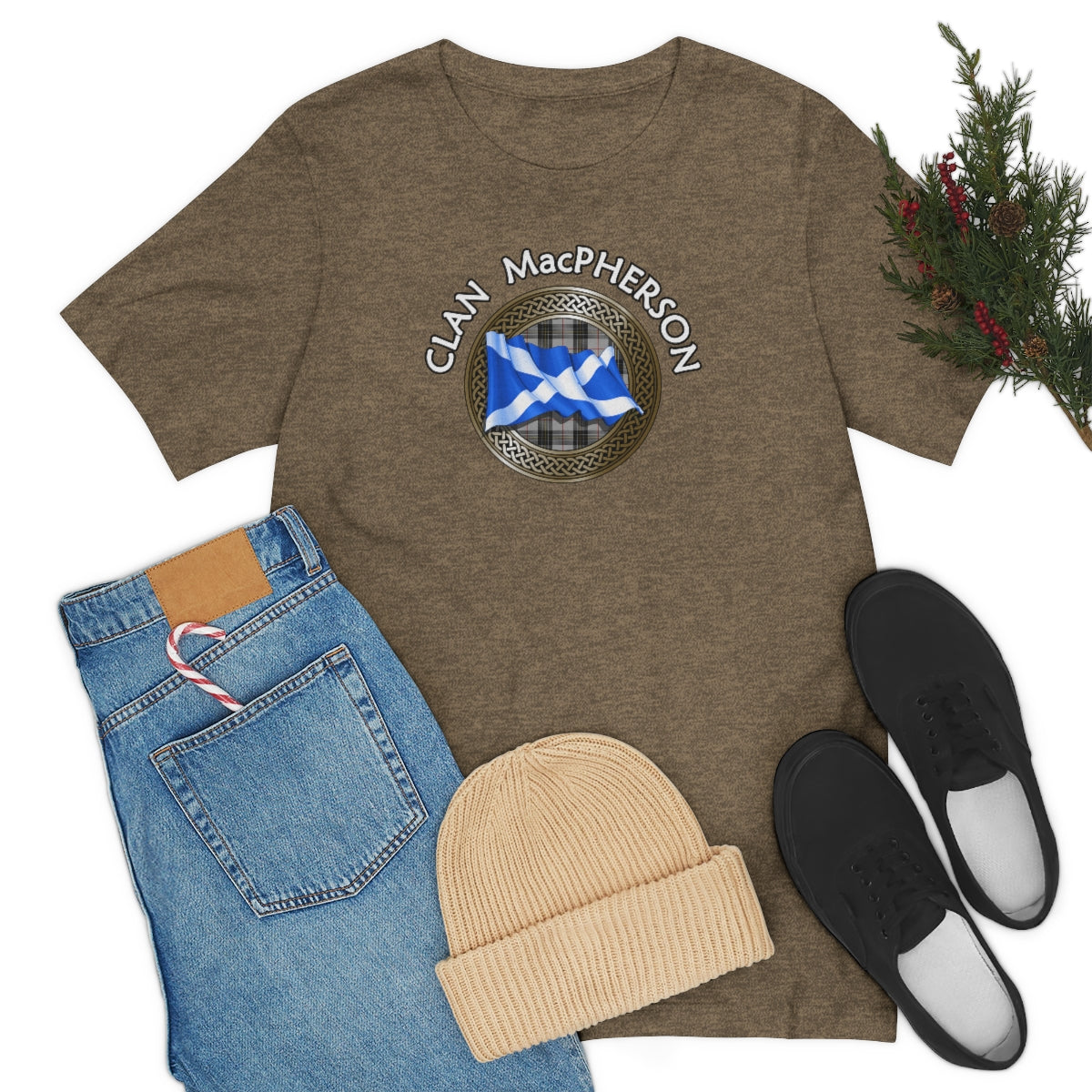 Clan MacPherson Tartan Knot & Flag T-Shirt