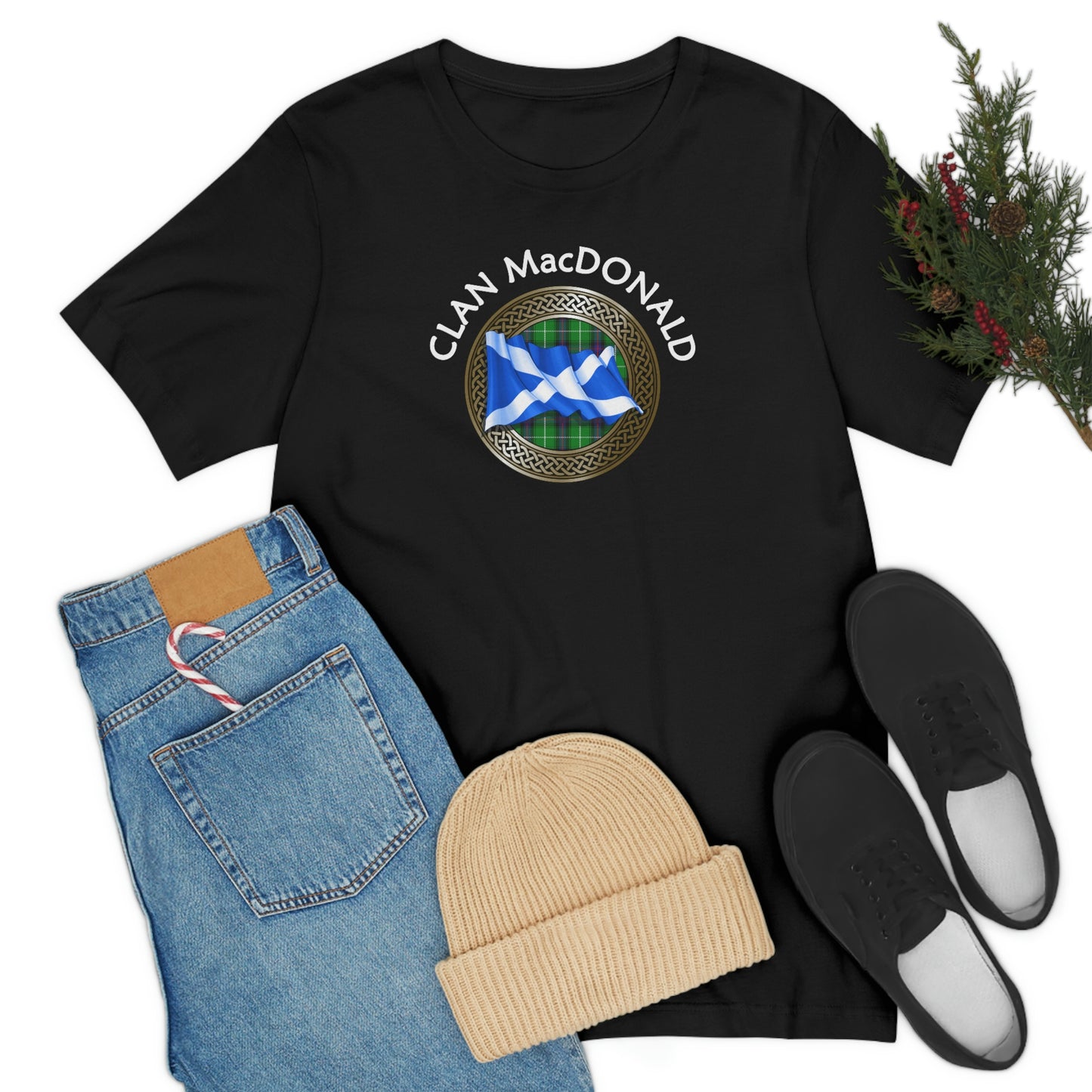 Clan MacDonald Tartan Knot & Flag T-Shirt