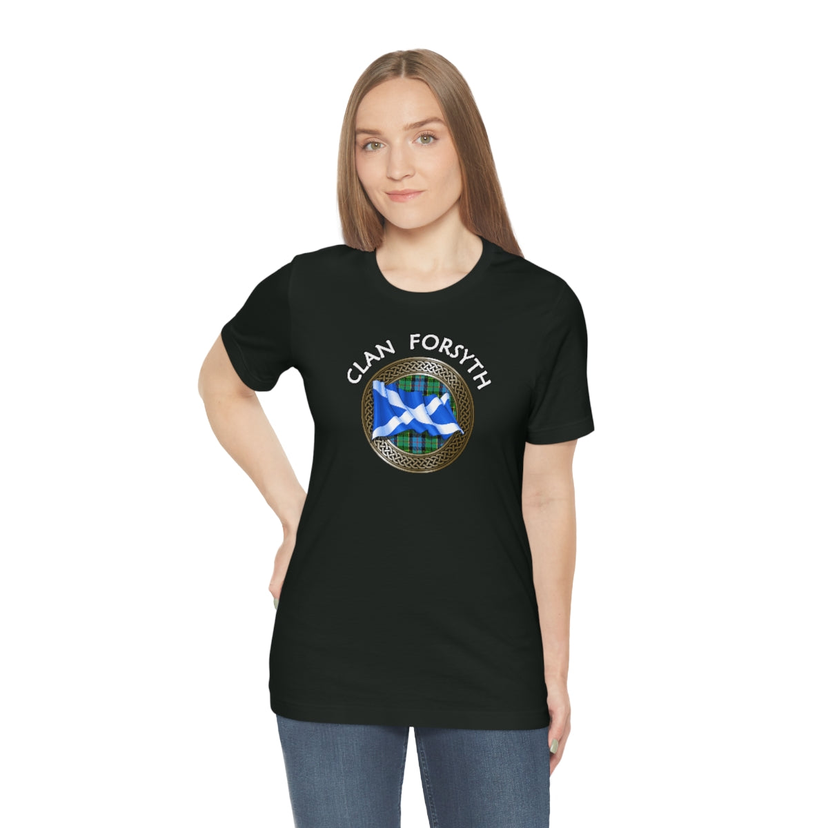 Clan Forsyth Tartan Knot & Flag T-Shirt