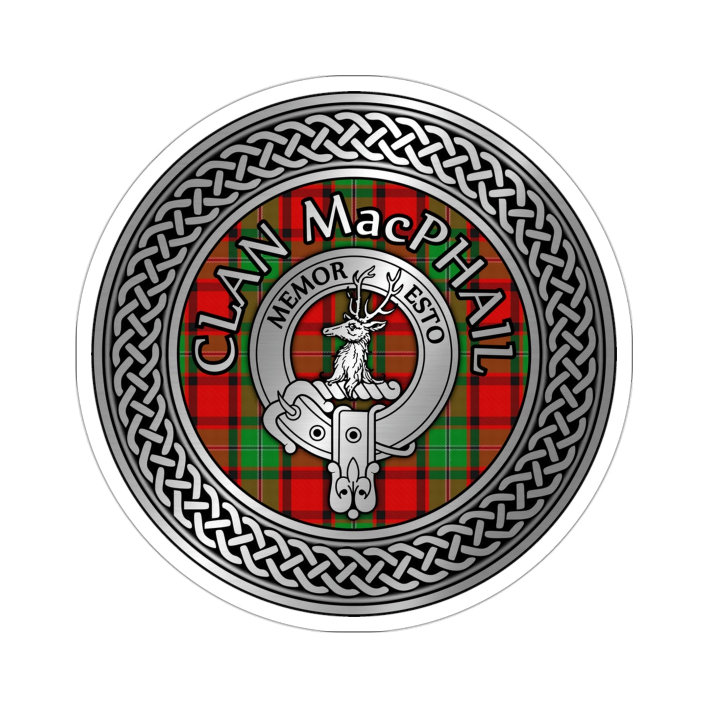 Clan MacPhail Crest & Tartan Knot Kiss-Cut Stickers