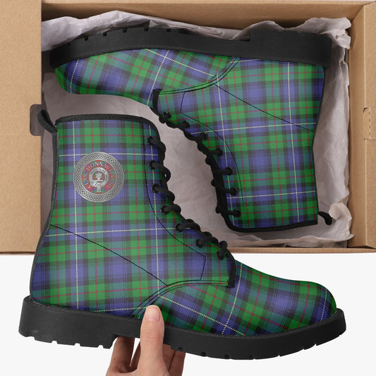 Clan Donnachaidh Crest & Hunting Tartan Leather Boot