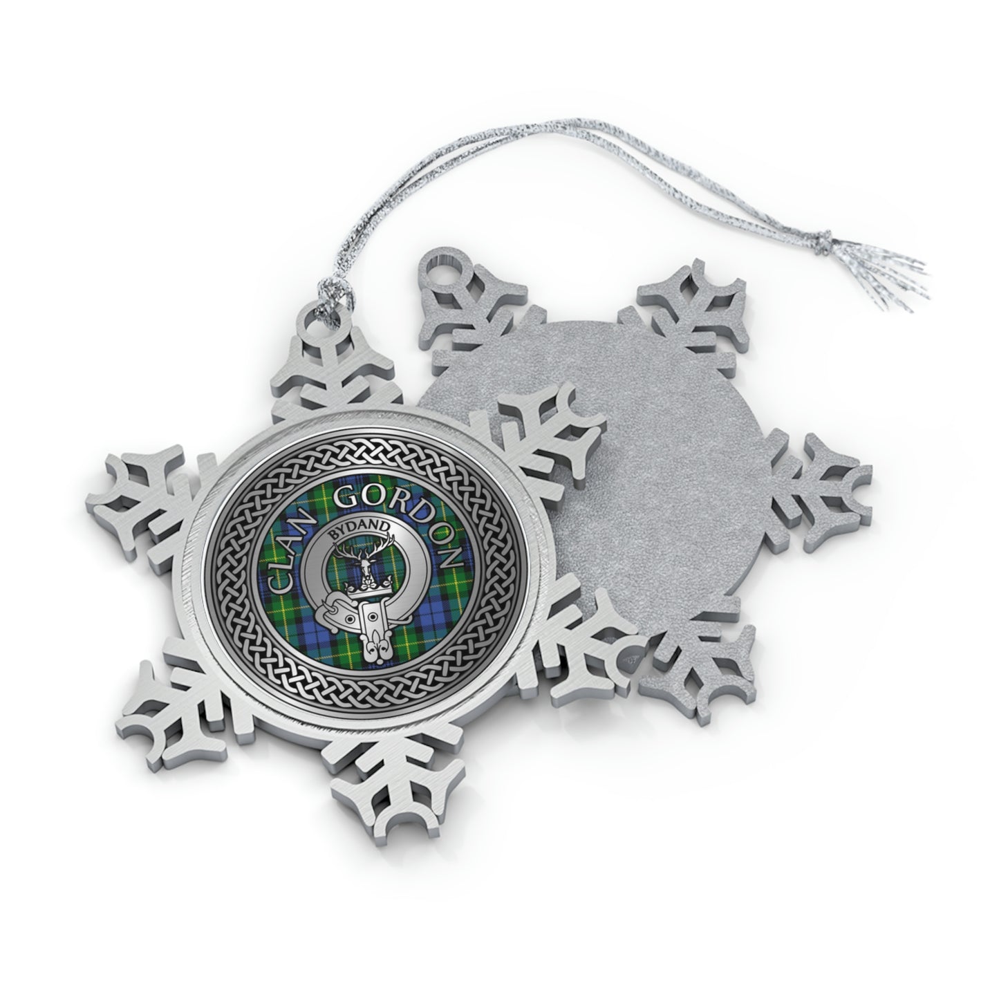 Clan Gordon Crest & Tartan Pewter Snowflake Ornament (AU/NZ only)