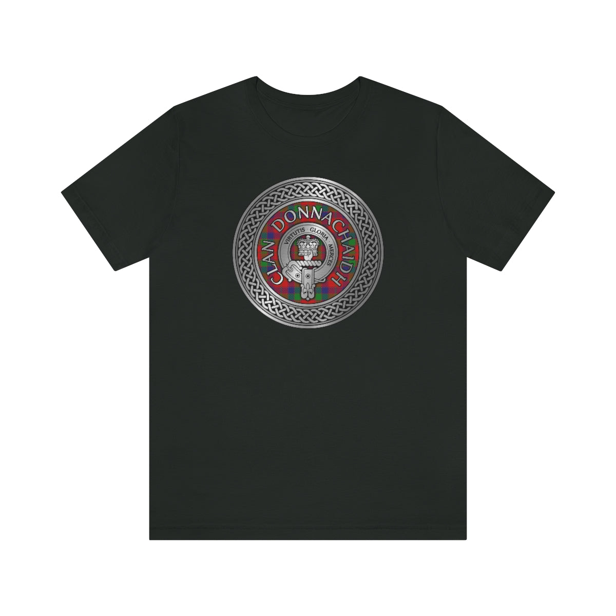 Clan Donnachaidh (Robertson) Crest & Tartan in Celtic Knot T-Shirt