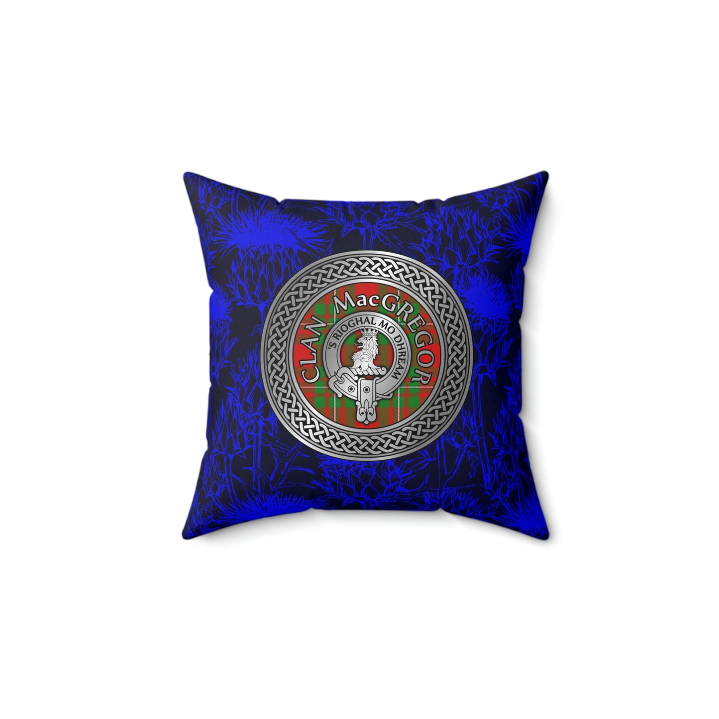 Clan MacGregor Crest & Tartan Knot Spun Polyester Square Pillow