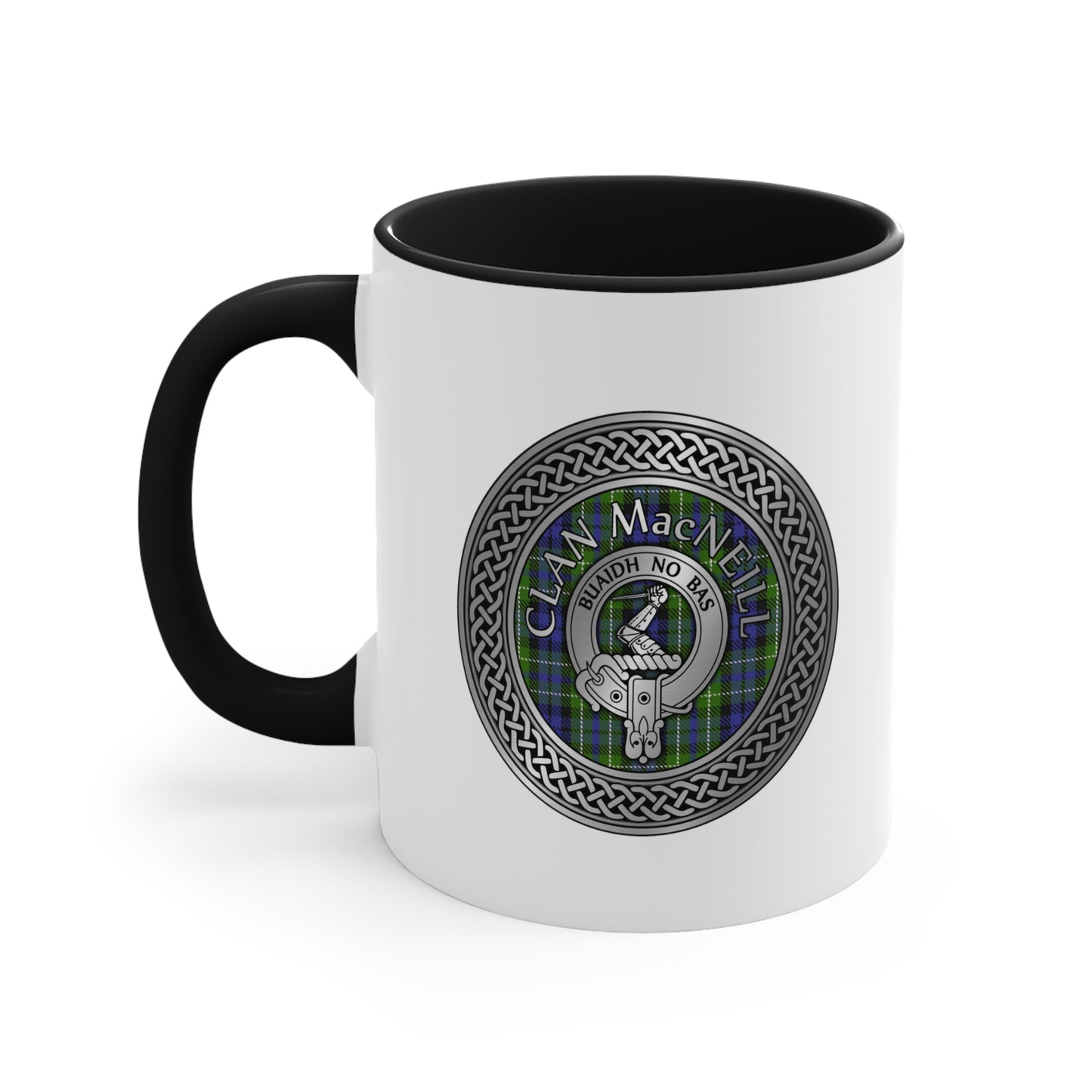 Clan MacNeill of Gigha Crest & Tartan Accent Coffee Mug, 11oz