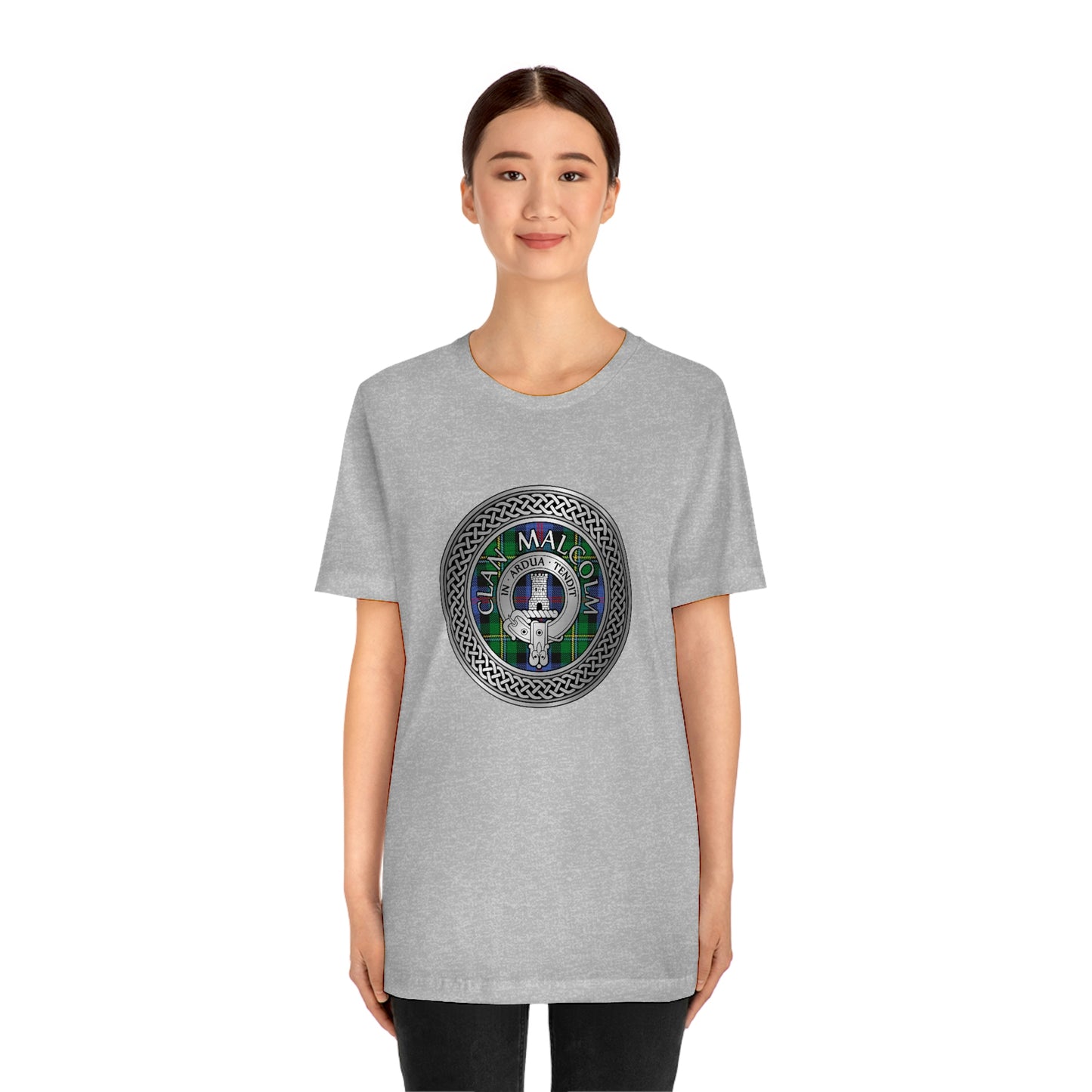 Clan Malcolm Crest & Tartan Knot T-Shirt