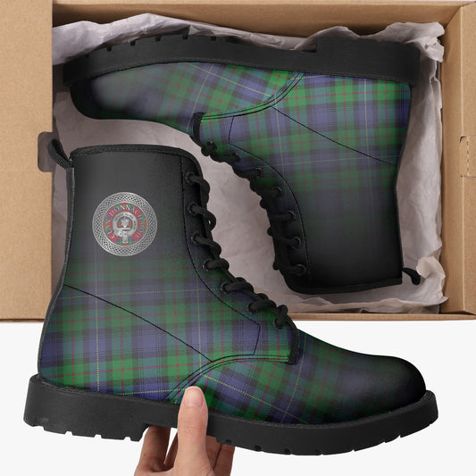 Clan Donnachaidh Crest & Hunting Tartan Leather Boots