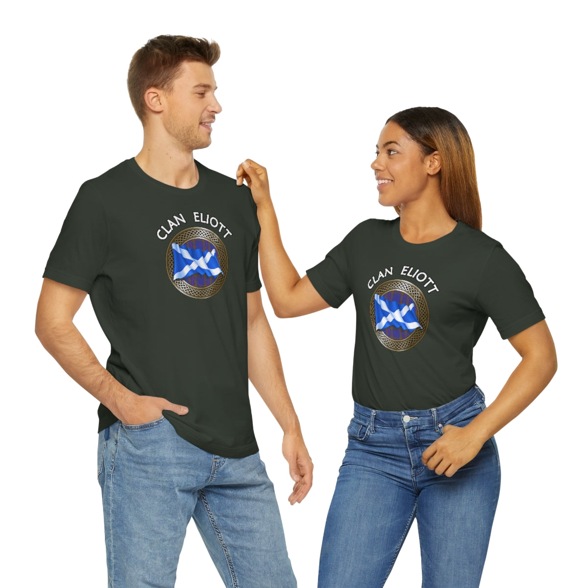 Clan Eliott Tartan Knot & Flag T-Shirt