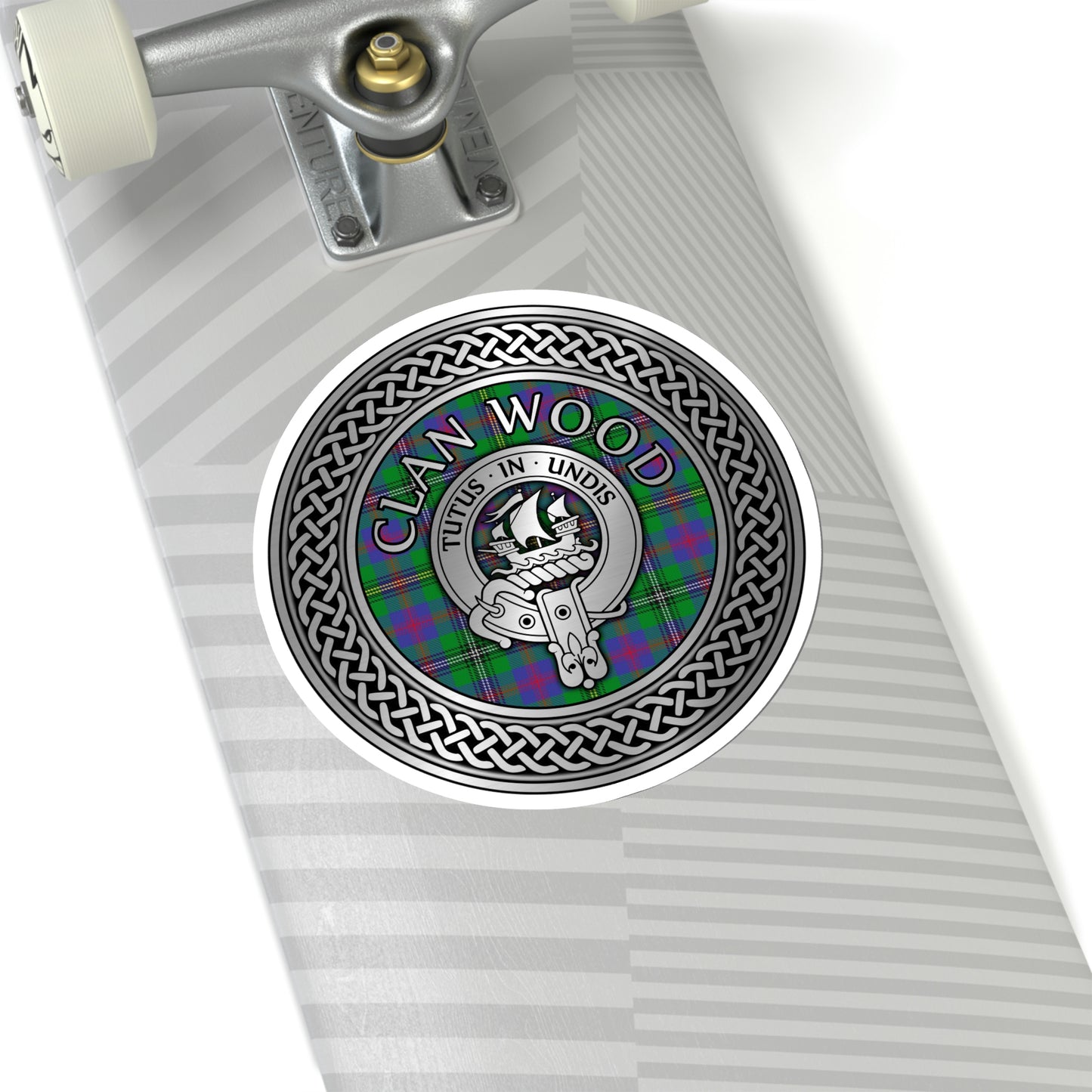 Clan Wood Crest & Tartan Kiss-Cut Stickers