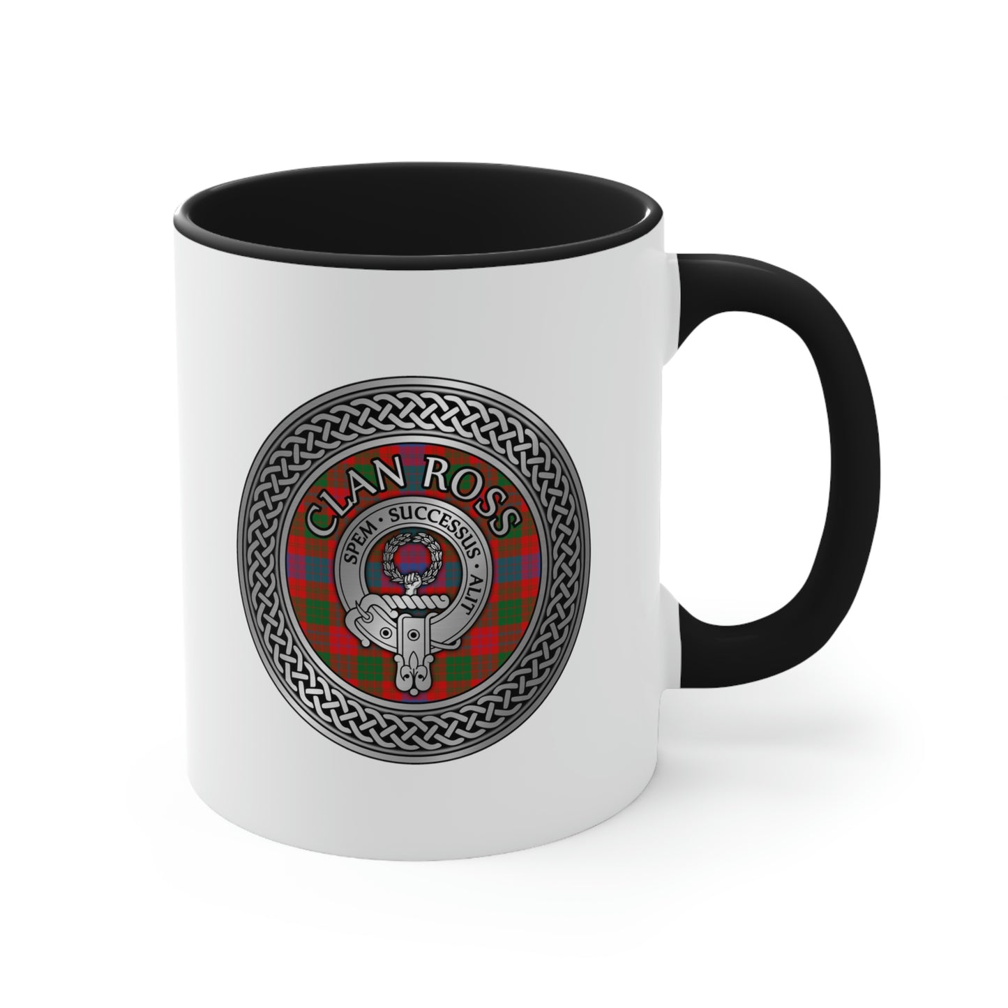 Clan Ross Crest & Tartan Accent Coffee Mug, 11oz