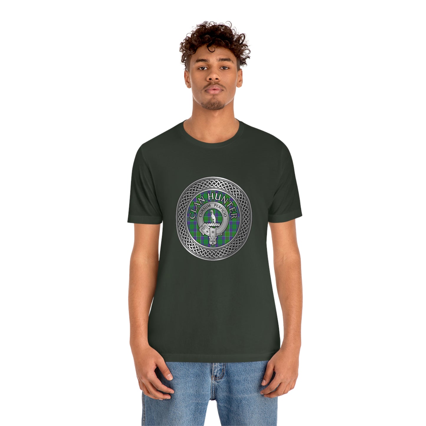 Clan Hunter Crest & Tartan Knot T-Shirt