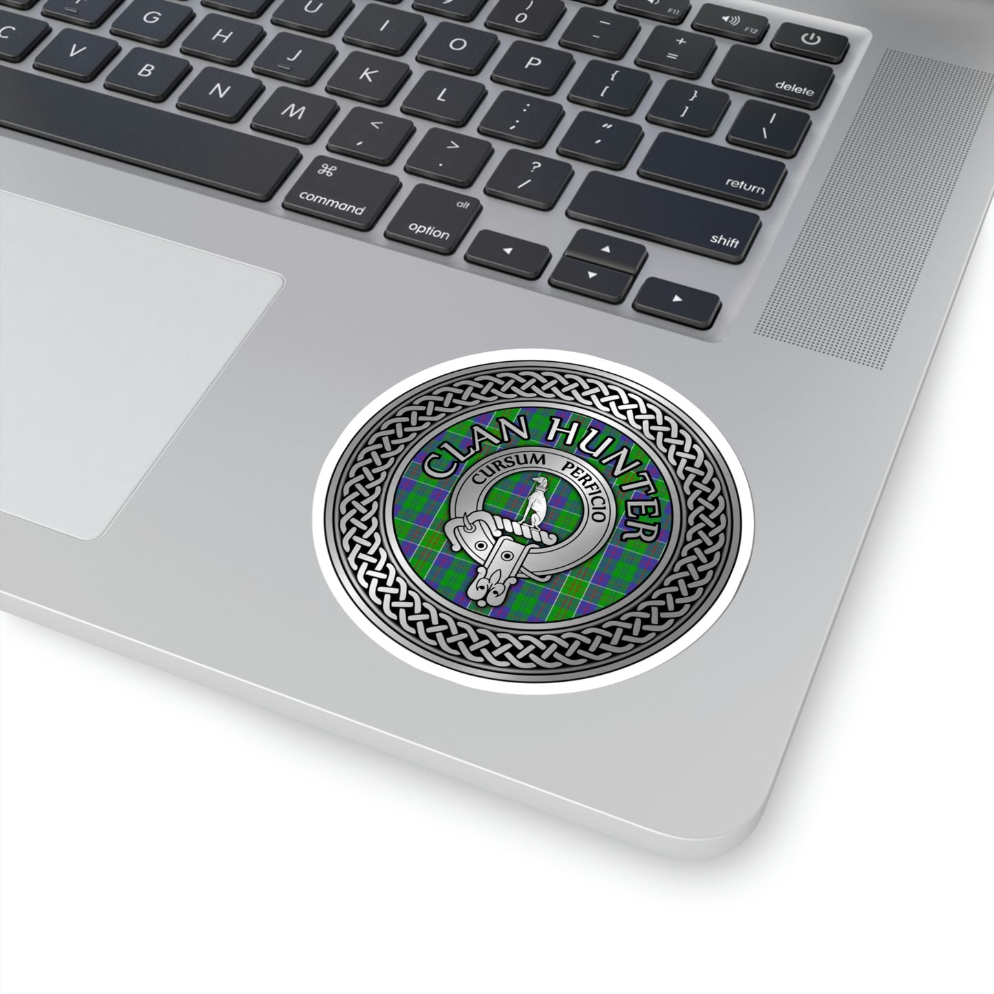 Clan Hunter Crest & Tartan Knot Kiss-Cut Stickers