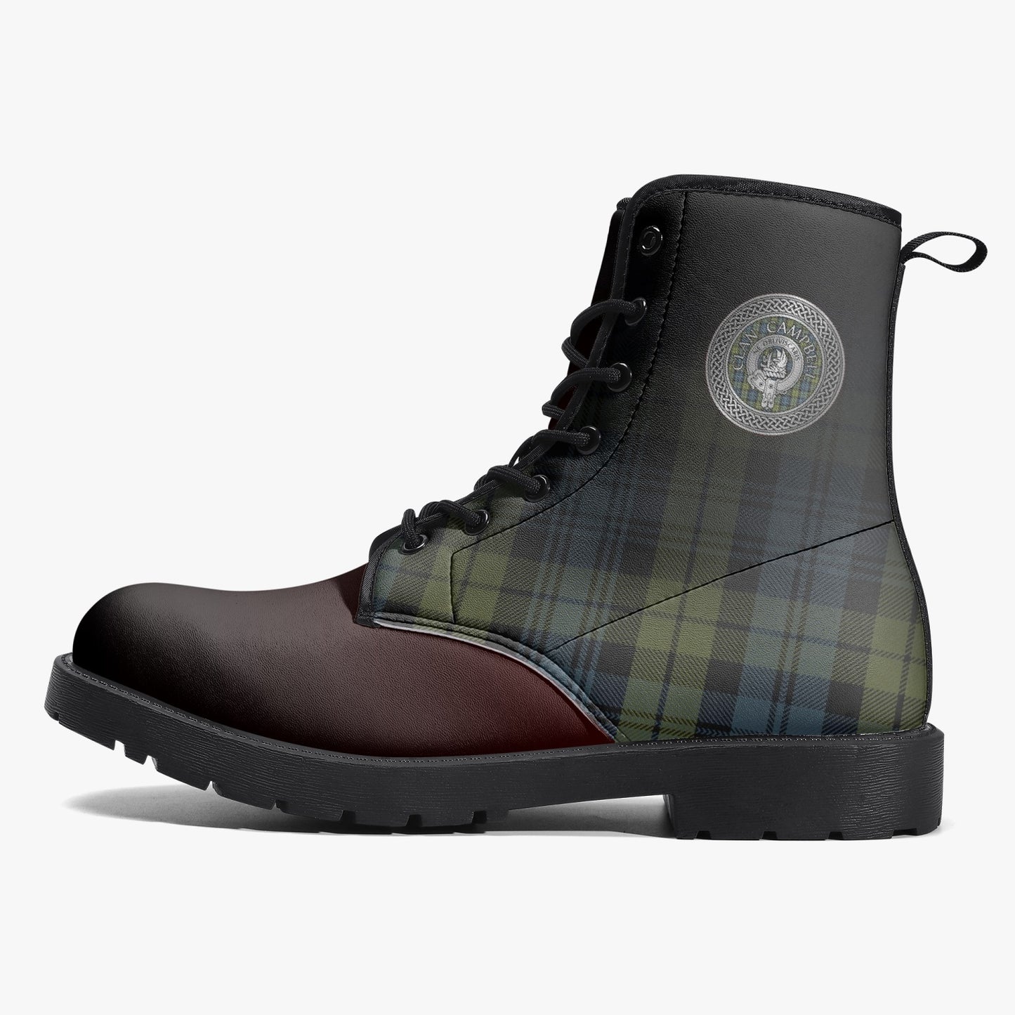 Clan Campbell Crest & Tartan Leather Boots