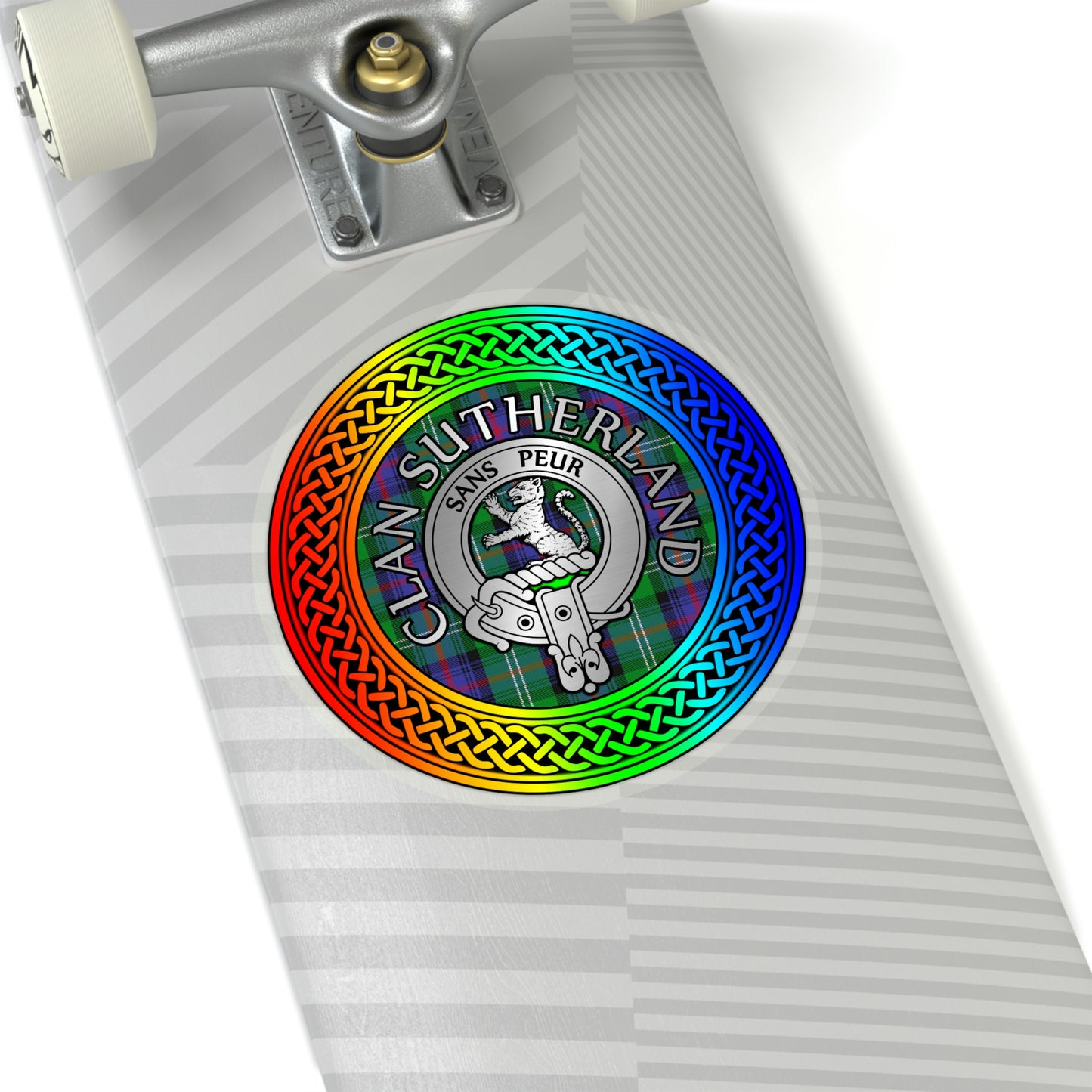 Clan Sutherland Crest & Tartan Rainbow Knot Kiss-Cut Stickers