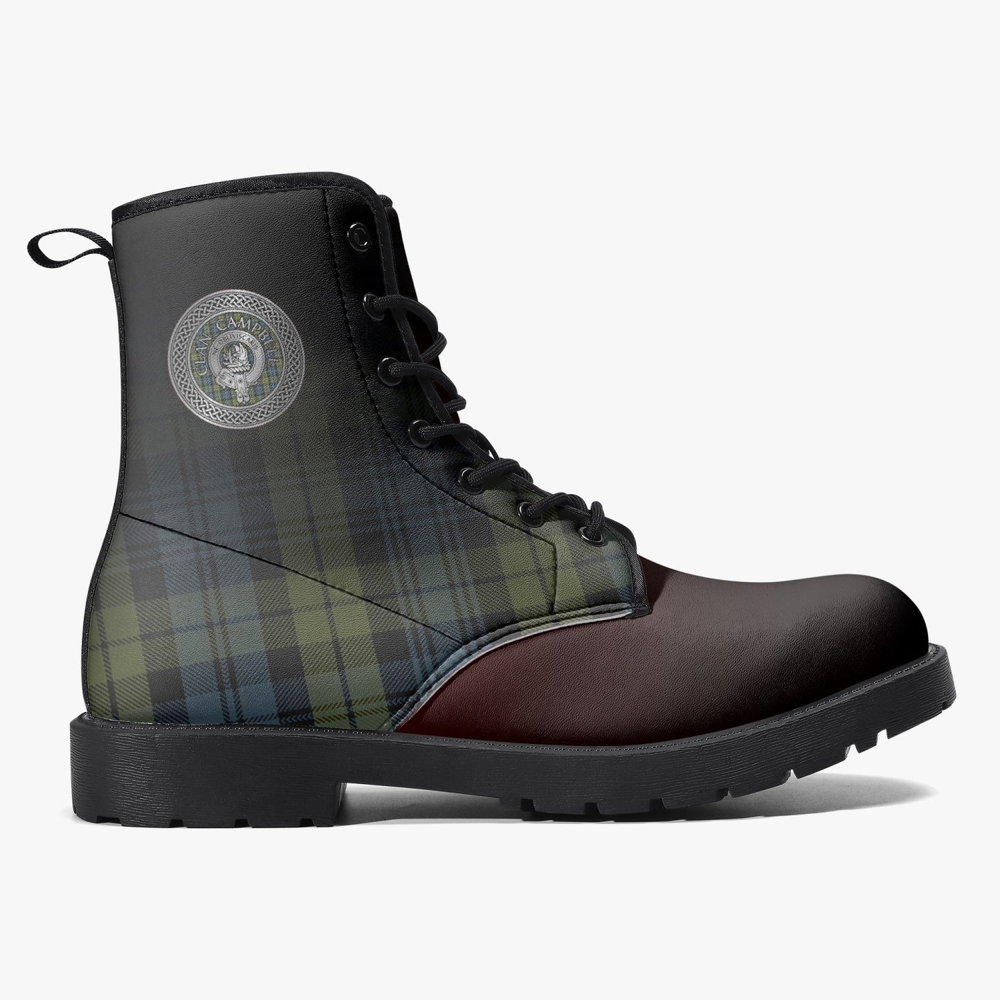 Clan Campbell Crest & Tartan Leather Boots