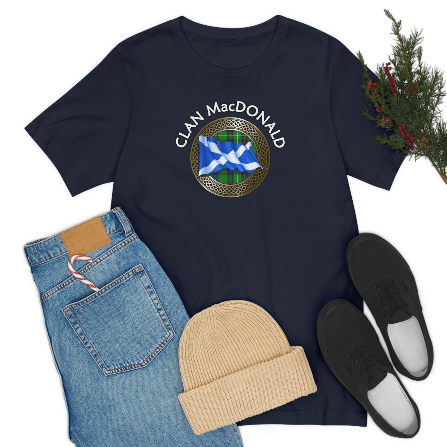 Clan MacDonald Tartan Knot & Flag T-Shirt