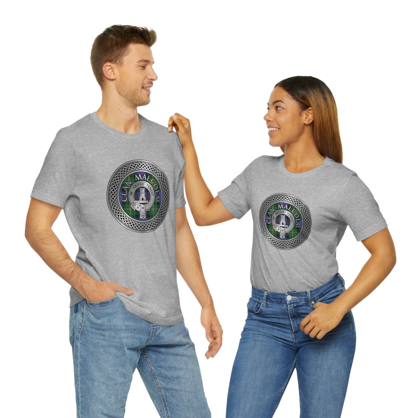 Clan Malcolm Crest & Tartan Knot T-Shirt