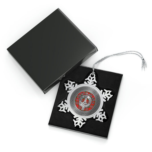 Clan MacLean Crest & Tartan Knot Pewter Snowflake Ornament