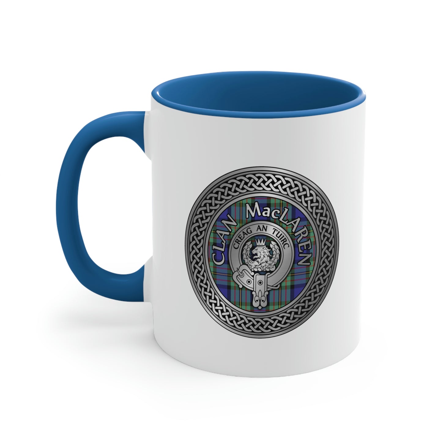 Clan MacLaren Crest & Tartan Accent Coffee Mug, 11oz