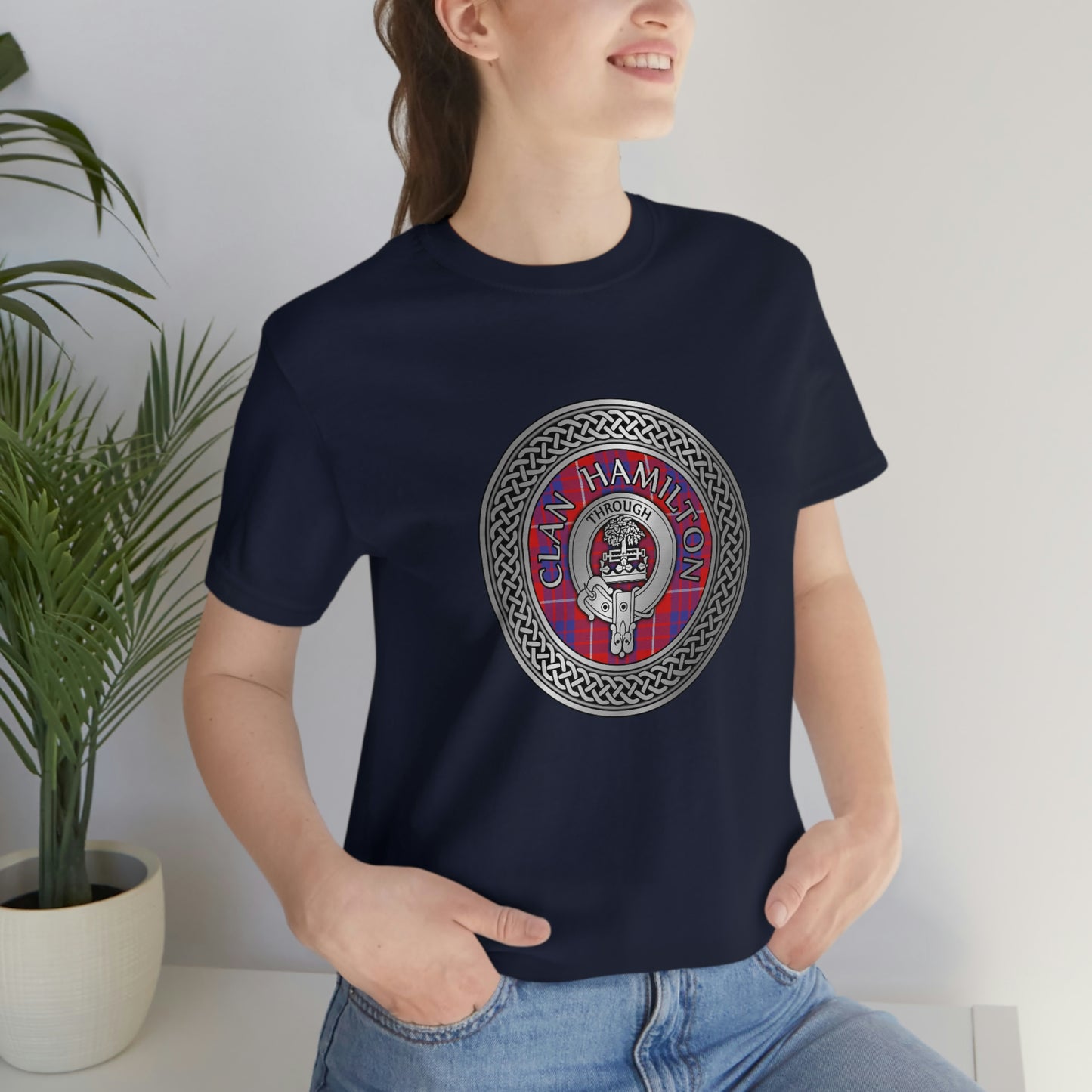 Clan Hamilton Crest & Tartan Knot T-Shirt