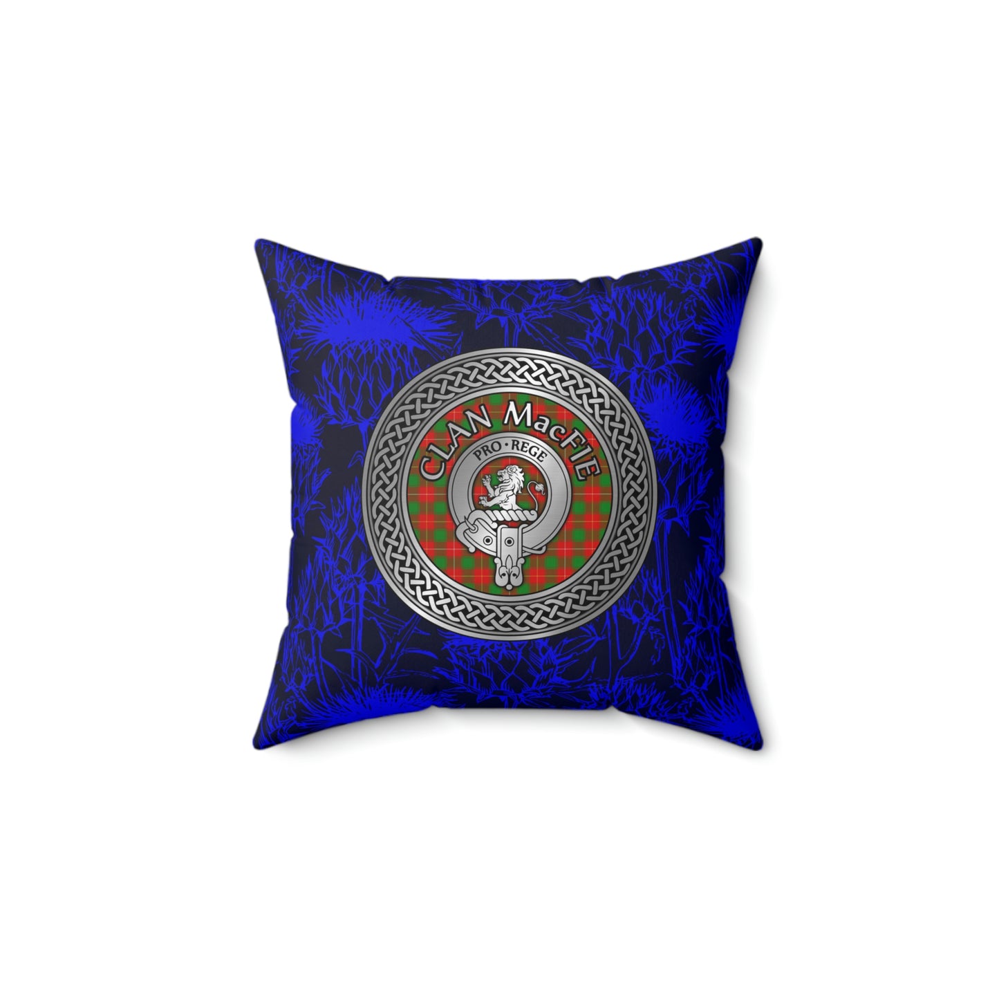 Clan MacFie Crest & Tartan Knot Spun Polyester Square Pillow