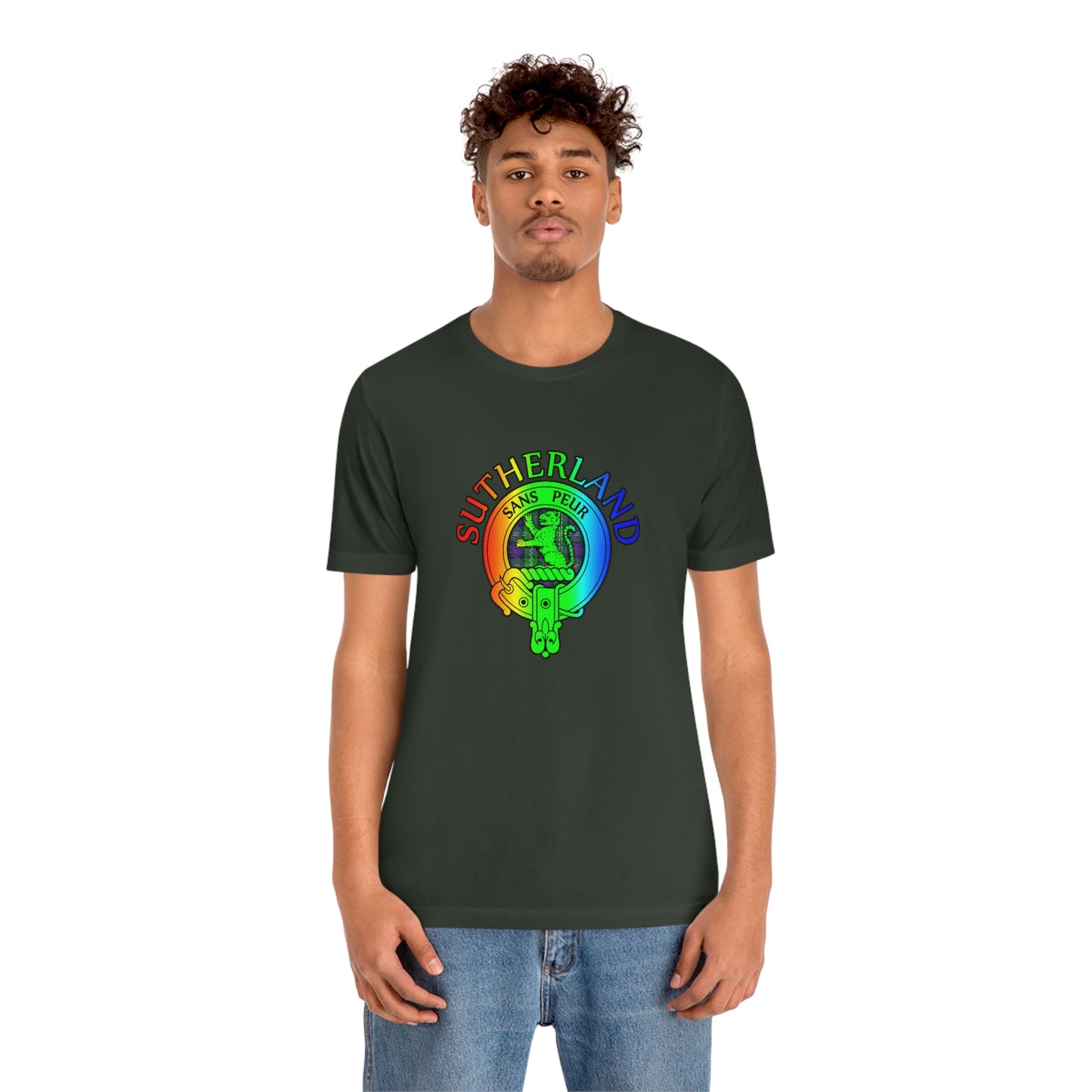 Clan Sutherland Rainbow Crest & Tartan T-Shirt